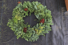 Load image into Gallery viewer, Noble Fir Mixed Wreath 56&quot;

